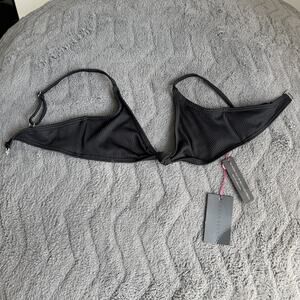 South Beach Women's Ribbed Knot Bikini Top Black Recycled Swim Beach US 6